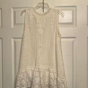 Umgee Cream Lace Yoke Dress
